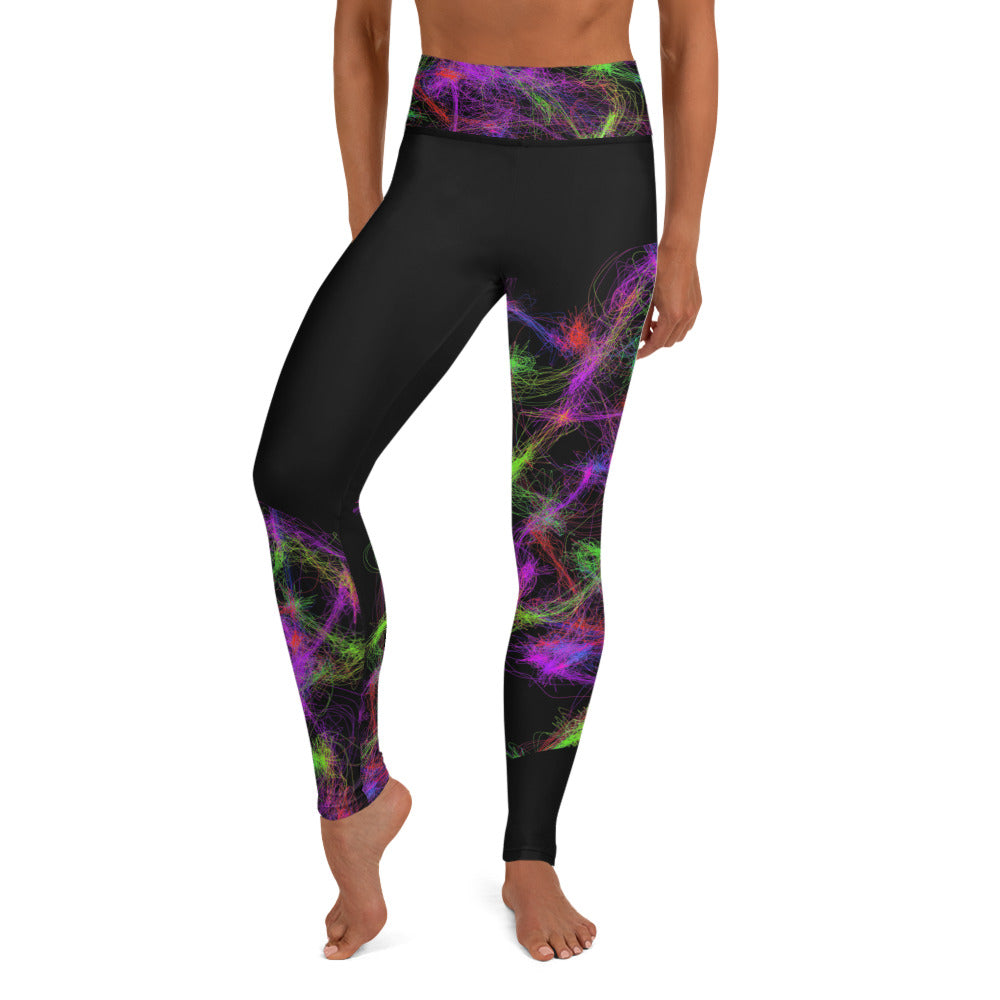 Gym Wear Leggings-Neon Art on Black. Streetwear Leggings. Yoga Pants. WickedYo.